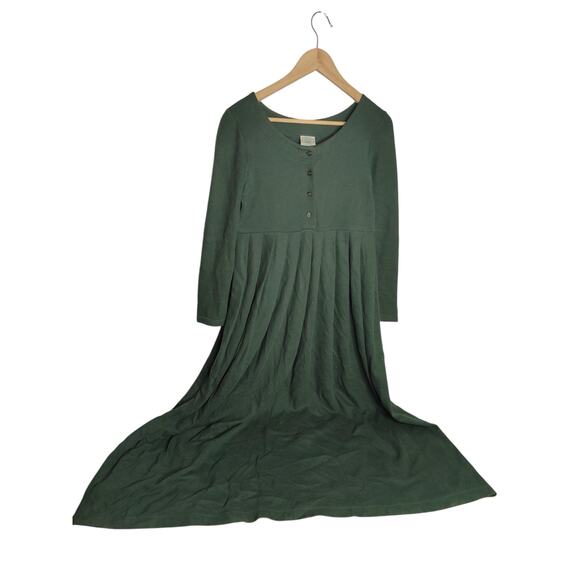Laura Ashley Dresses & Skirts - Vintage 90s Laura Ashley Forest Green Ribbed Heavy Cotton Maxi Dress 6